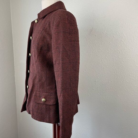 EUC Vintage Laura Leigh Ltd Womens Red and Black 100% Wool Blazer Jacket Size 10 - Picture 4 of 6